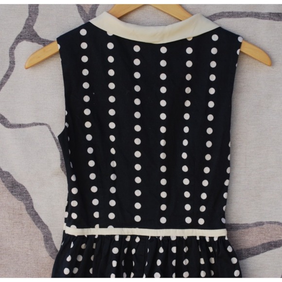 BEA & DOT ModCloth Dress Black Polka Dot Retro Sleeveless Size Small - Picture 6 of 7